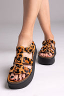 Σανδάλια flatforms δερμάτινα με print ATENEO