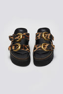 Σανδάλια flatforms δερμάτινα με print ATENEO