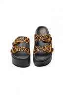 Σανδάλια flatforms δερμάτινα με print ATENEO