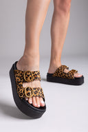 Σανδάλια flatforms δερμάτινα με print ATENEO