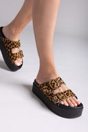 Σανδάλια flatforms δερμάτινα με print ATENEO