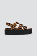 Σανδάλια flatforms δερμάτινα με print ATENEO - Leopard - thefashionproject.gr - ATENEO