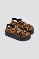 Σανδάλια flatforms δερμάτινα με print ATENEO - Leopard - thefashionproject.gr - ATENEO