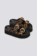 Σανδάλια flatforms δερμάτινα με print ATENEO - Leopard - thefashionproject.gr - ATENEO