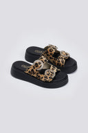 Σανδάλια flatforms δερμάτινα με print Estil