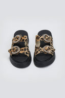 Σανδάλια flatforms δερμάτινα με print Estil