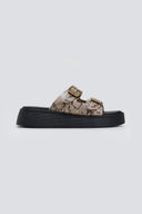 Σανδάλια flatforms δερμάτινα με print Estil