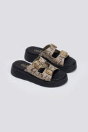 Σανδάλια flatforms δερμάτινα με print Estil