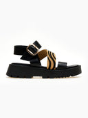 Σανδάλια flatforms δερμάτινα με λοξή φάσα TFP