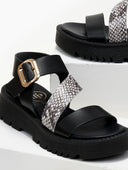 Σανδάλια flatforms δερμάτινα με print TFP