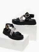 Σανδάλια flatforms δερμάτινα με print TFP