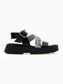 Σανδάλια flatforms δερμάτινα με print TFP