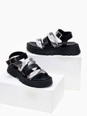 Σανδάλια flatforms δερμάτινα με print TFP - Μαύρο - thefashionproject.gr - TFP