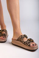 Σανδάλια flatforms δερμάτινα με print ZEFI FANTASY SANDALS