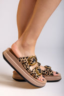 Σανδάλια flatforms δερμάτινα με print ZEFI FANTASY SANDALS