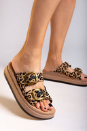 Σανδάλια flatforms δερμάτινα με print ZEFI FANTASY SANDALS