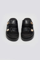 Σανδάλια flatforms δερμάτινα με ψάθα 2522/91