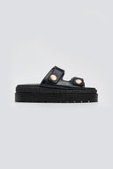 Σανδάλια flatforms δερμάτινα με ψάθα 2522/91
