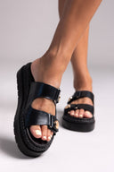 Σανδάλια flatforms δερμάτινα με ψάθα 2522/91