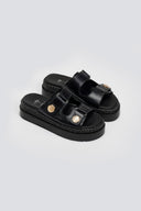 Σανδάλια flatforms δερμάτινα με ψάθα 2522/91