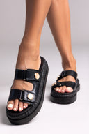Σανδάλια flatforms δερμάτινα με ψάθα 2522/91