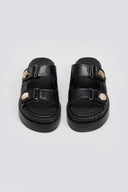 Σανδάλια flatforms δερμάτινα με ψάθα 2522/91 - Μαύρο - thefashionproject.gr - Mariella Fabiani