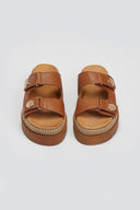 Σανδάλια flatforms δερμάτινα με ψάθα 2522/91