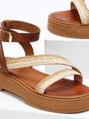 Σανδάλια flatforms δερμάτινα με ψάθα Iris Sandals