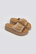 Σανδάλια flatforms δερμάτινα με ψάθα MALFA FANTASY SANDALS