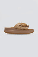 Σανδάλια flatforms δερμάτινα με ψάθα MALFA FANTASY SANDALS