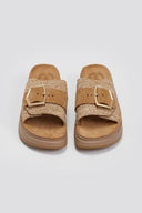 Σανδάλια flatforms δερμάτινα με ψάθα MALFA FANTASY SANDALS