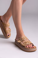 Σανδάλια flatforms δερμάτινα με ψάθα ZEFI FANTASY SANDALS