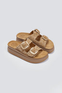 Σανδάλια flatforms δερμάτινα με ψάθα ZEFI FANTASY SANDALS
