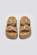 Σανδάλια flatforms δερμάτινα με ψάθα ZEFI FANTASY SANDALS