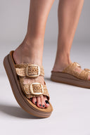 Σανδάλια flatforms δερμάτινα με ψάθα ZEFI FANTASY SANDALS