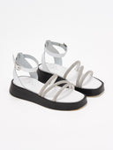 Σανδάλια flatforms δερμάτινα με στρας tfp