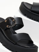 Σανδάλια flatforms δερμάτινα με στρας TFP