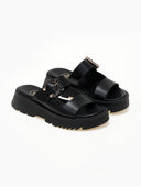 Σανδάλια flatforms δερμάτινα με στρας TFP