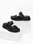 Σανδάλια flatforms δερμάτινα με στρας TFP