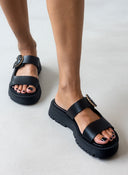 Σανδάλια flatforms δερμάτινα με στρας TFP