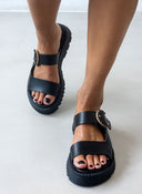 Σανδάλια flatforms δερμάτινα με στρας TFP
