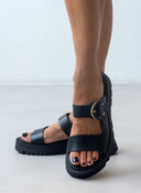 Σανδάλια flatforms δερμάτινα με στρας TFP