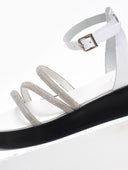 Σανδάλια flatforms δερμάτινα με στρας tfp - Λευκό - thefashionproject.gr - TFP