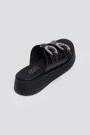 Σανδάλια flatforms δερμάτινα με στρας τοκάδες Estil