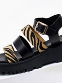 Σανδάλια flatforms δερμάτινα με συνθετικό ponyskin TFP