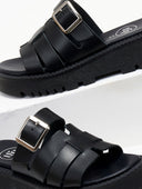 Σανδάλια flatforms δερμάτινα με τοκά TFP