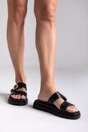 Σανδάλια flatforms δερμάτινα με τοκά Tfp