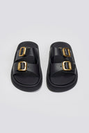 Σανδάλια flatforms δερμάτινα με τοκάδες Estil