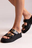 Σανδάλια flatforms δερμάτινα με τοκάδες Ragazza 01236