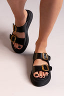 Σανδάλια flatforms δερμάτινα με τοκάδες Ragazza 01236